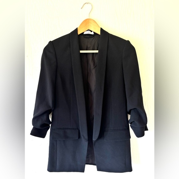 Babaton Aritzia Black Serif Collared Open Face Exposed Blazer Jacket - Picture 2 of 9